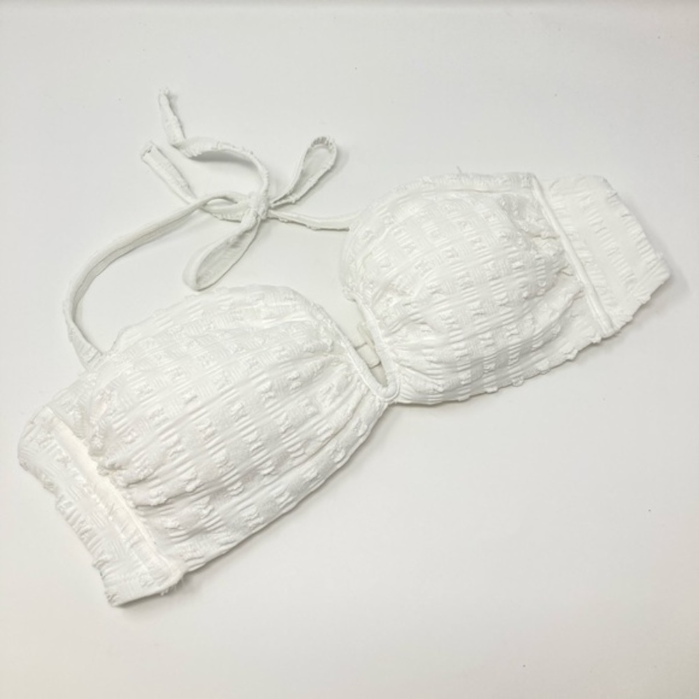 Kona Sol Medium White Bikini Top Terry Dot |NWOT